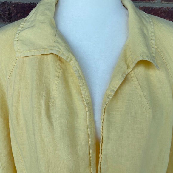 Kim Rogers Yellow Linen Blend 3/4 Sleeve Open Top Size  Petite Large - Picture 2 of 10